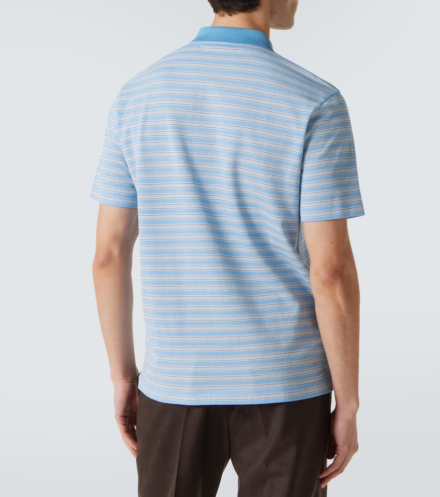 Prada Light Blue Striped Polo Shirt In Blue