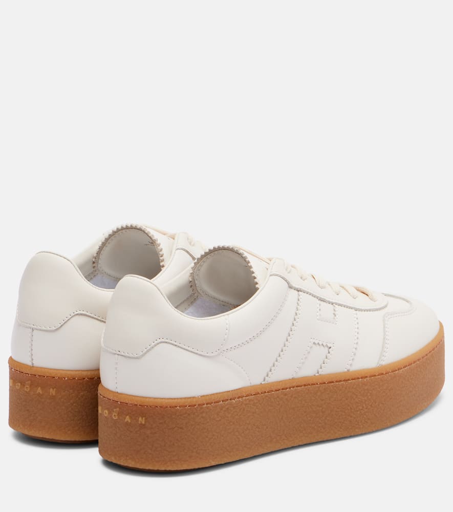 Hogan Low Top Leather Sneakers With Platform Sole In White