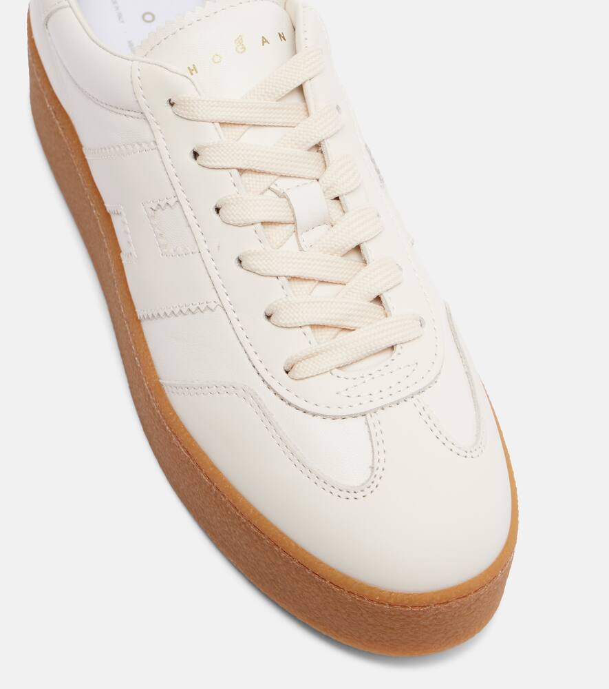 Hogan Low Top Leather Sneakers With Platform Sole In White