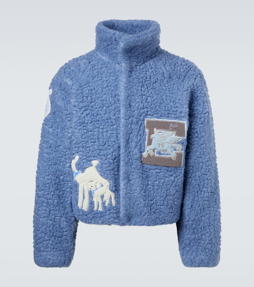 Erl Embroidered-patch Jacket In Blue