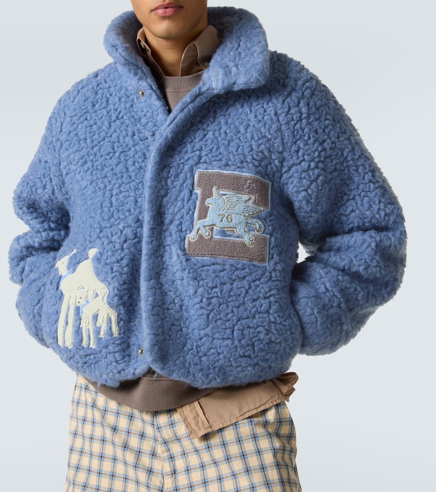 Erl Embroidered-patch Jacket In Blue