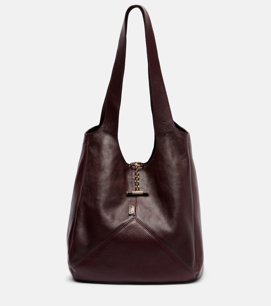 Chloé Balloon Paneled Textured-leather Tote In Burgundy