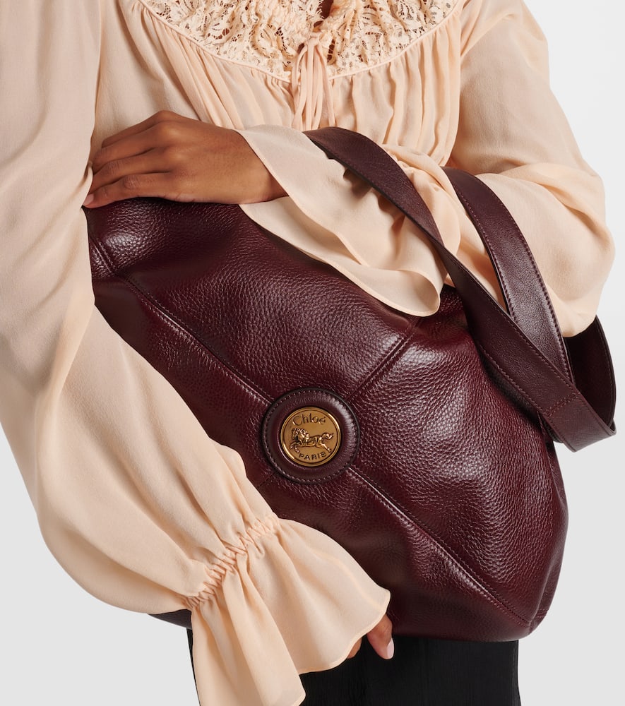 Chloé Balloon Paneled Textured-leather Tote In Burgundy