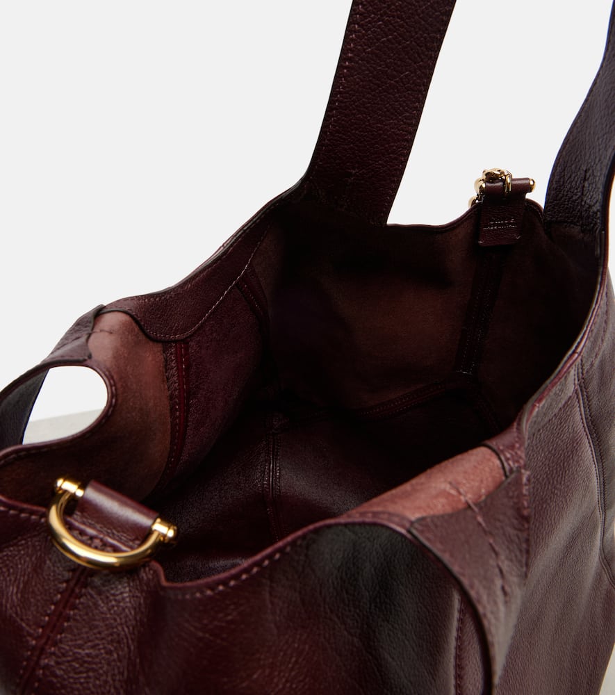 Chloé Balloon Paneled Textured-leather Tote In Burgundy