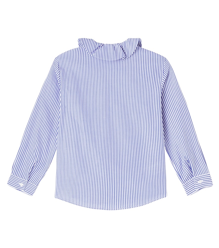  Il Gufo Il Gufo Ruffled Striped Cotton Poplin Shirt 