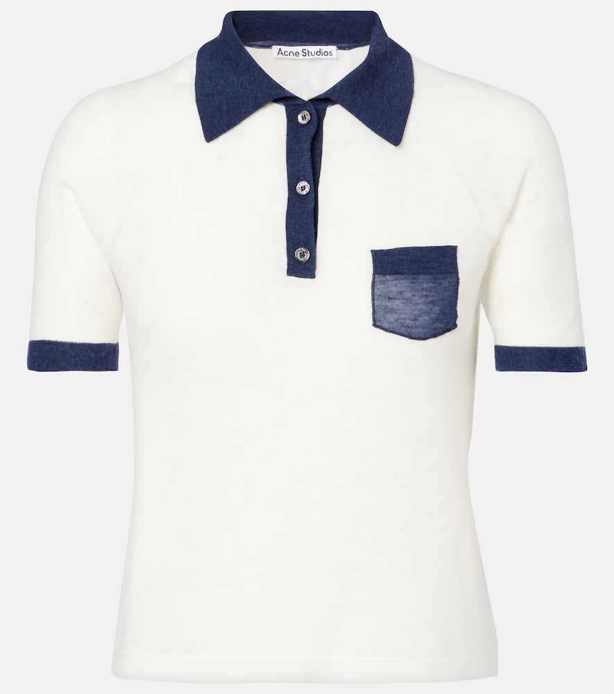 Acne Studios Color-block Lyocell And Wool-blend Jersey Polo Shirt In White