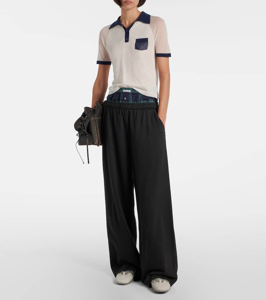 Acne Studios Color-block Lyocell And Wool-blend Jersey Polo Shirt In White