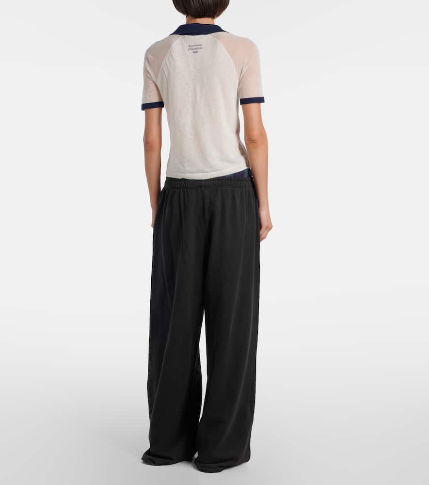 Acne Studios Color-block Lyocell And Wool-blend Jersey Polo Shirt In White