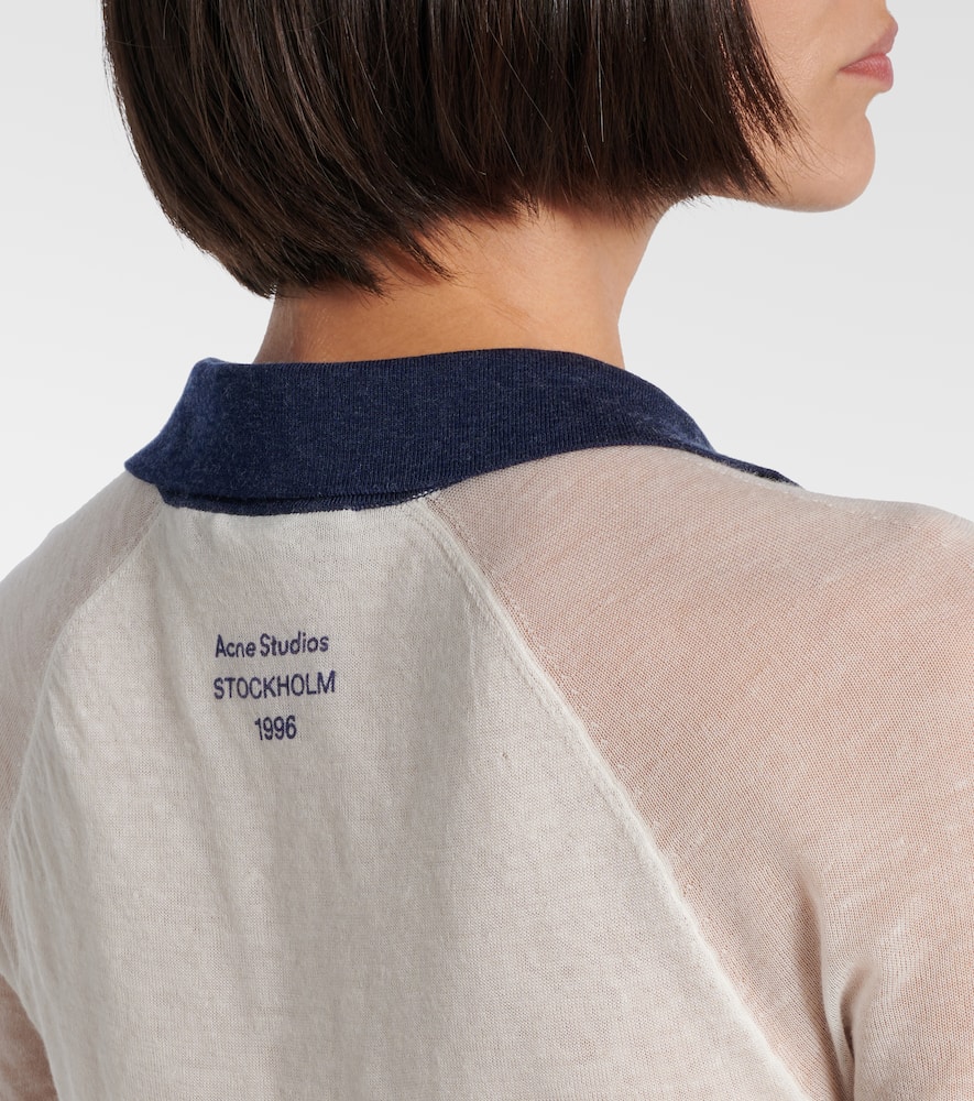 Acne Studios Color-block Lyocell And Wool-blend Jersey Polo Shirt In White
