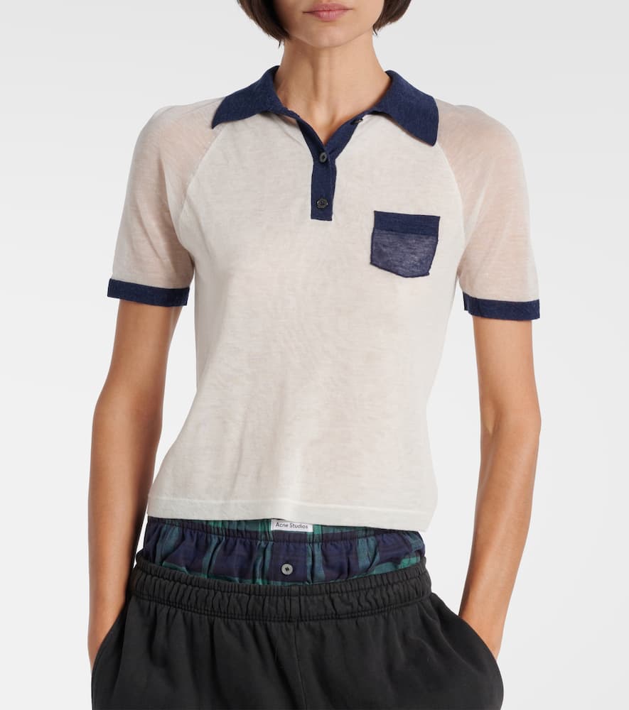 Acne Studios Color-block Lyocell And Wool-blend Jersey Polo Shirt In White