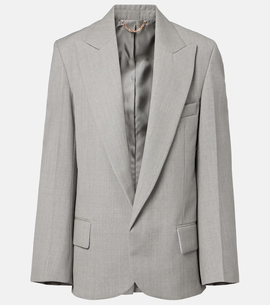 Victoria Beckham Single-breasted Virgin Wool Blazer In Gray