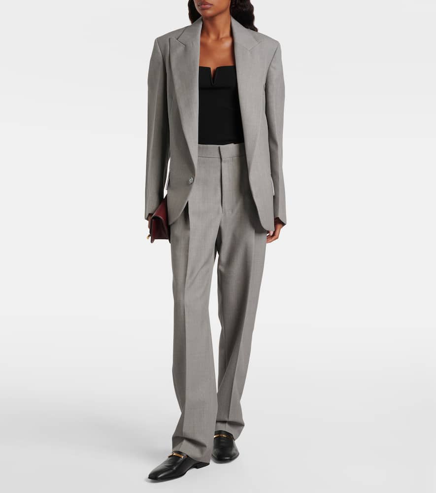 Victoria Beckham Single-breasted Virgin Wool Blazer In Gray