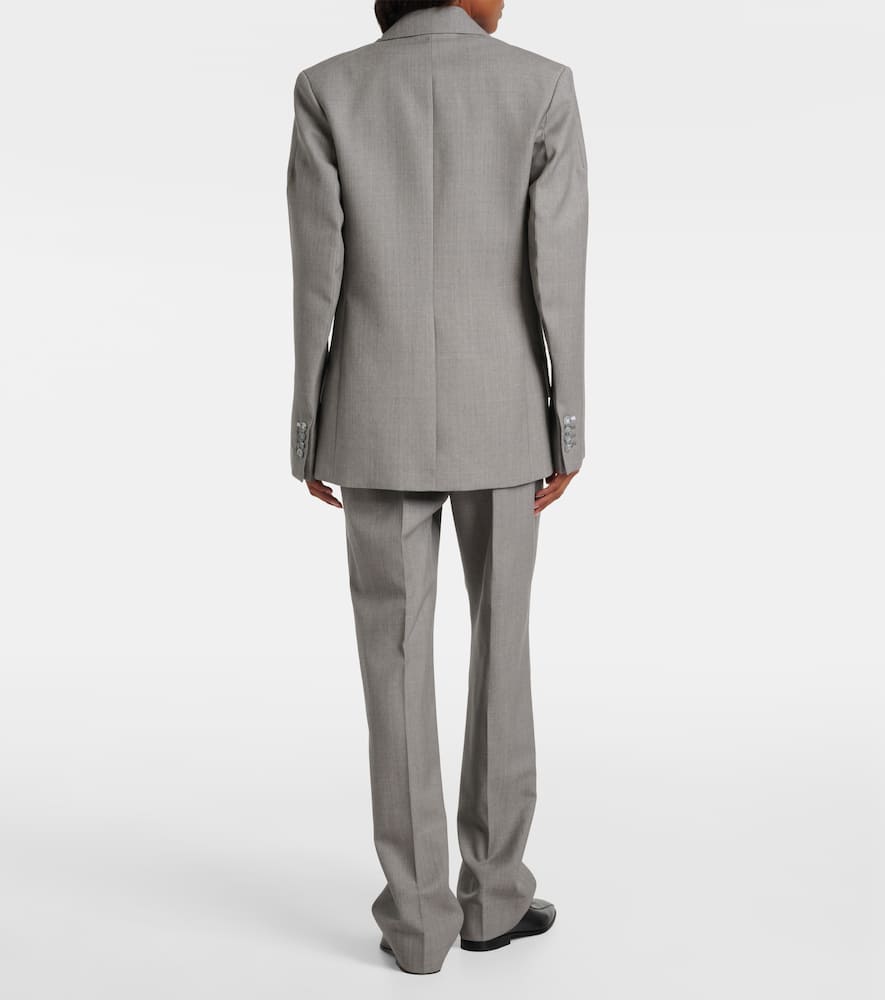 Victoria Beckham Single-breasted Virgin Wool Blazer In Gray