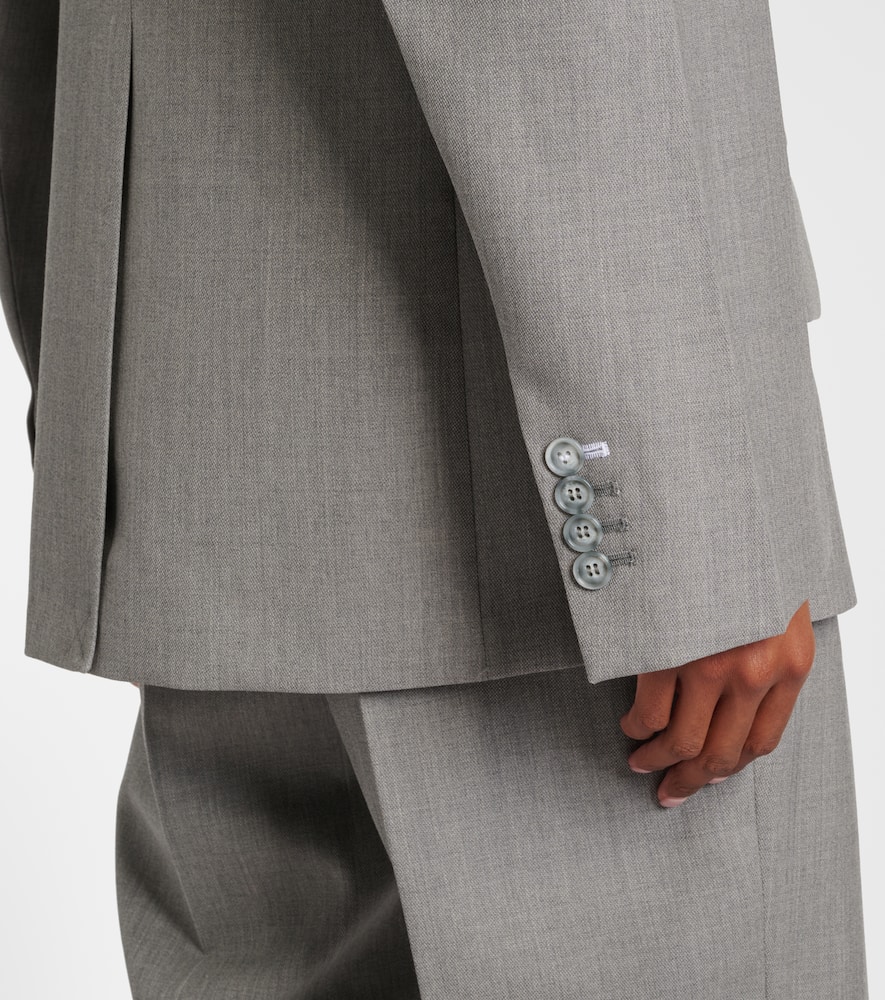 Victoria Beckham Single-breasted Virgin Wool Blazer In Gray