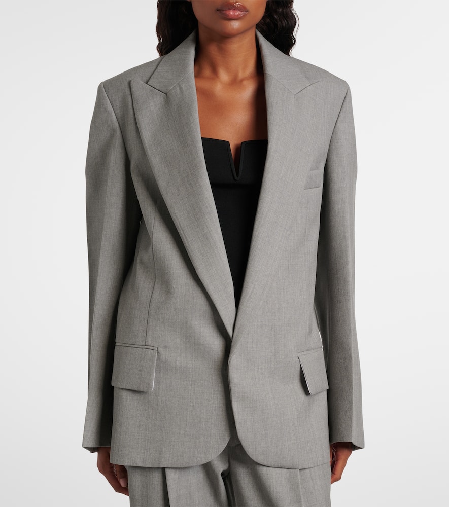 Victoria Beckham Single-breasted Virgin Wool Blazer In Gray