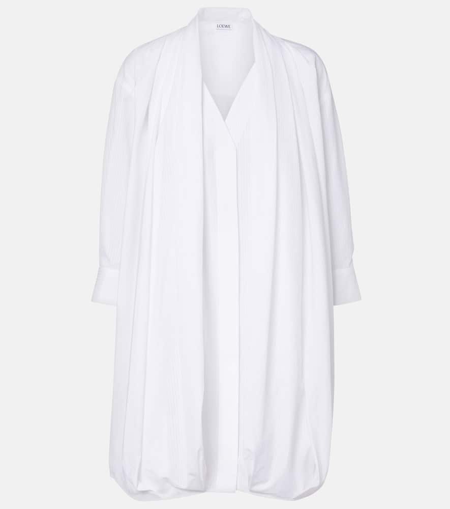 Loewe Draped Cotton Poplin Shirt Dress In White