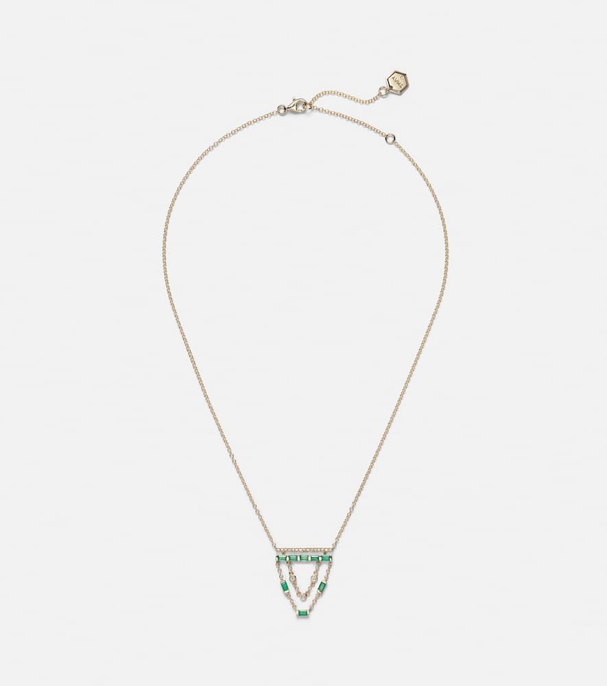 Shay Jewelry 18kt Gold Necklace With Emeralds And Diamonds In Metallic