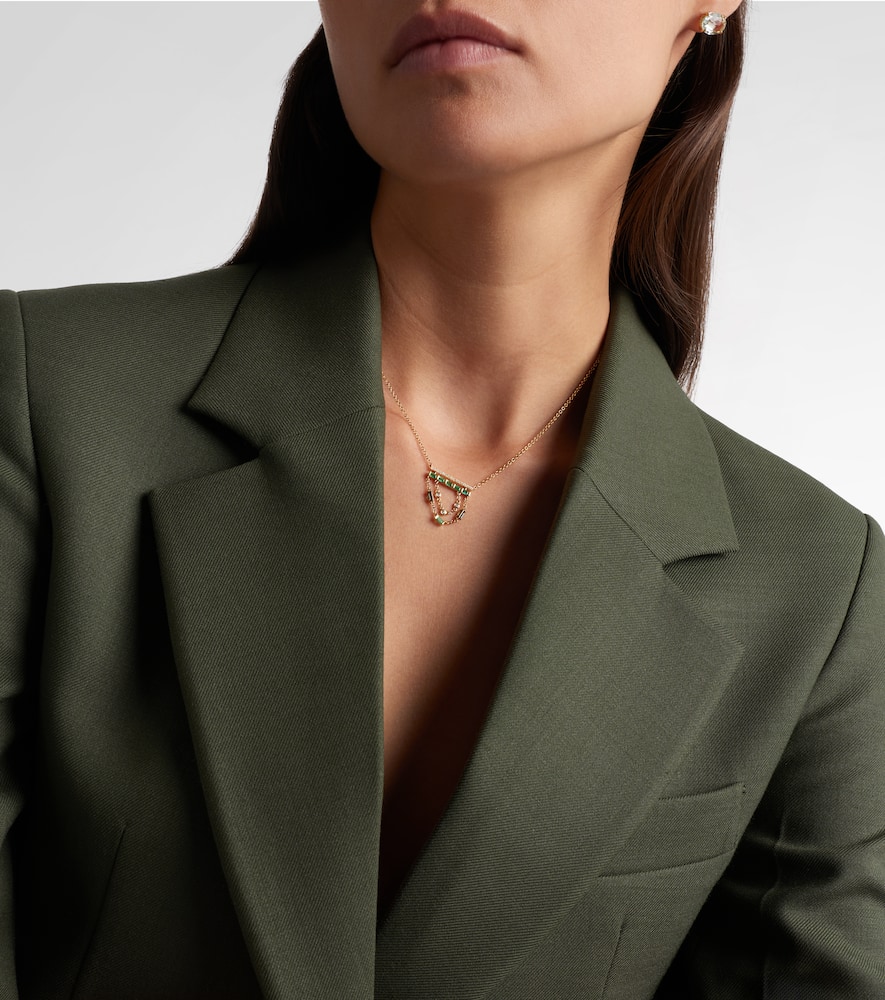 Shay Jewelry 18kt Gold Necklace With Emeralds And Diamonds In Metallic