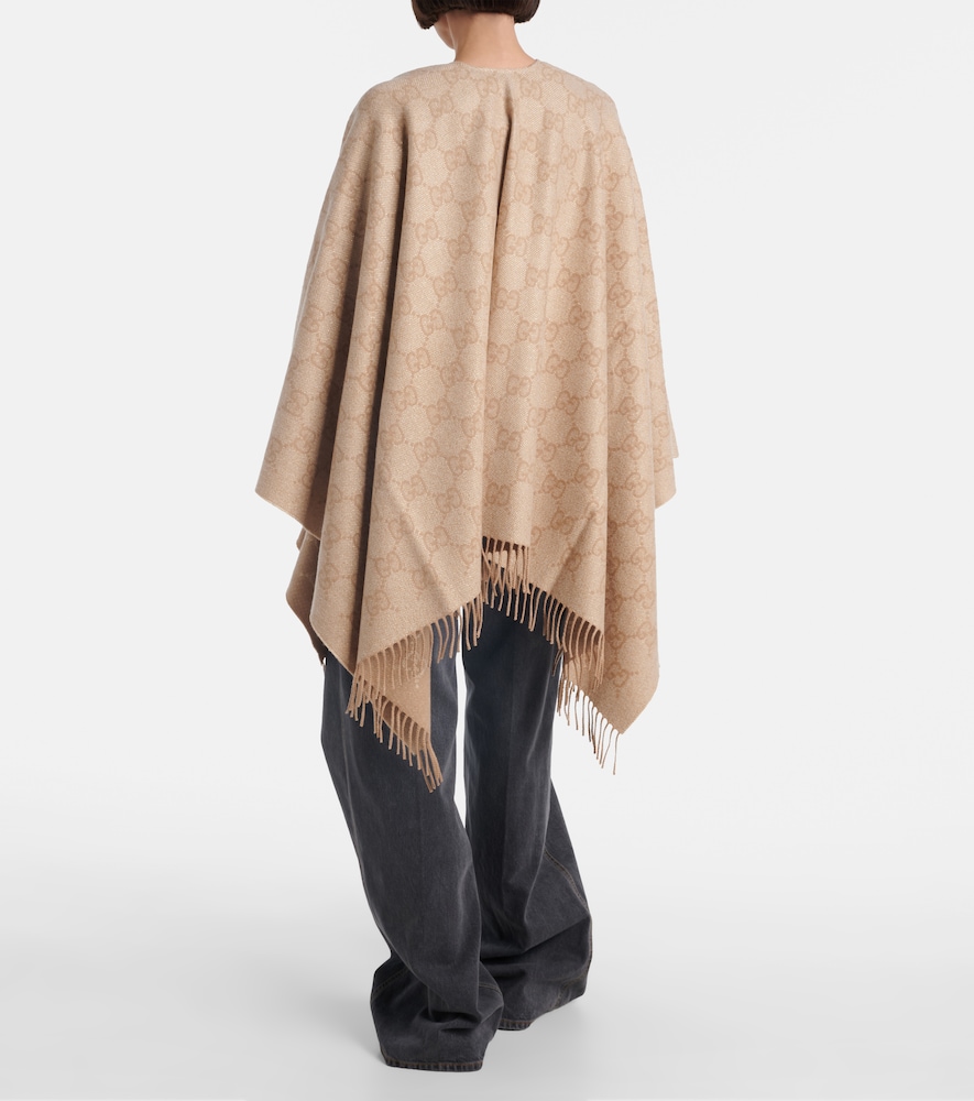  Gucci Gucci Gg Fringed Cashmere-blend Lame Cape 