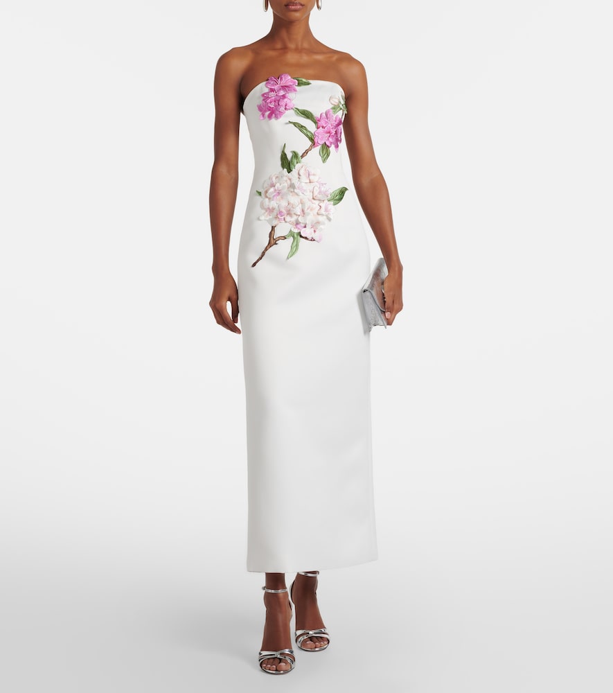 Leo Lin Rayna floral-appliqué bustier dress