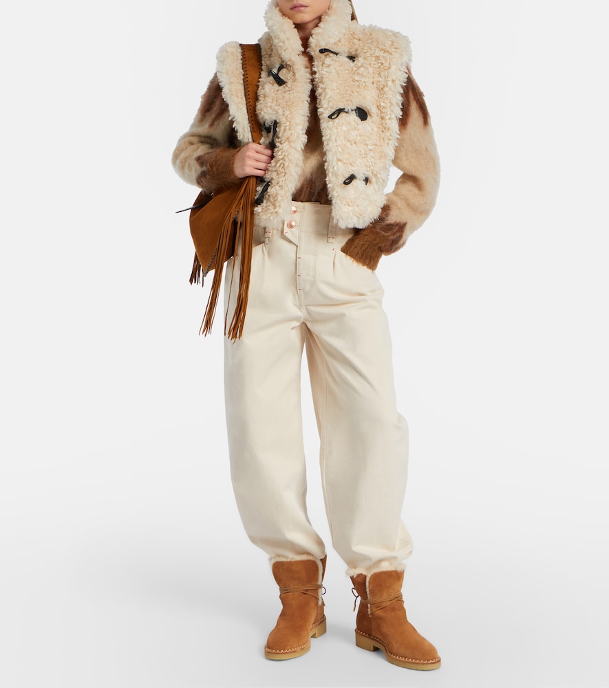 Megeve Shearling-Trimmed Suede Ankle Boots