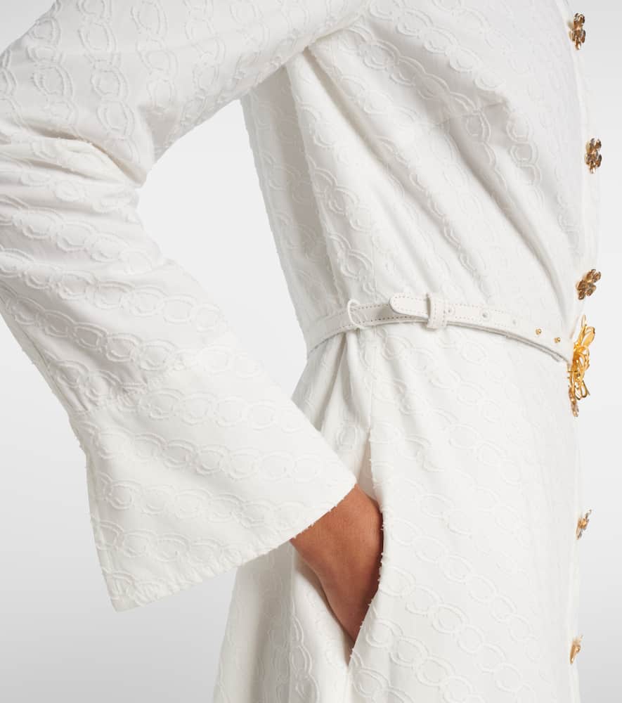 Oscar De La Renta Belted Cotton Poplin Shirt Dress In White