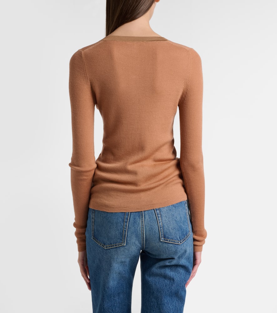 Chloé Wool Henley Shirt In Brown