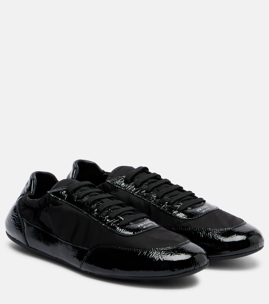 Prada Collapse Re-nylon And Leather Sneakers In Black