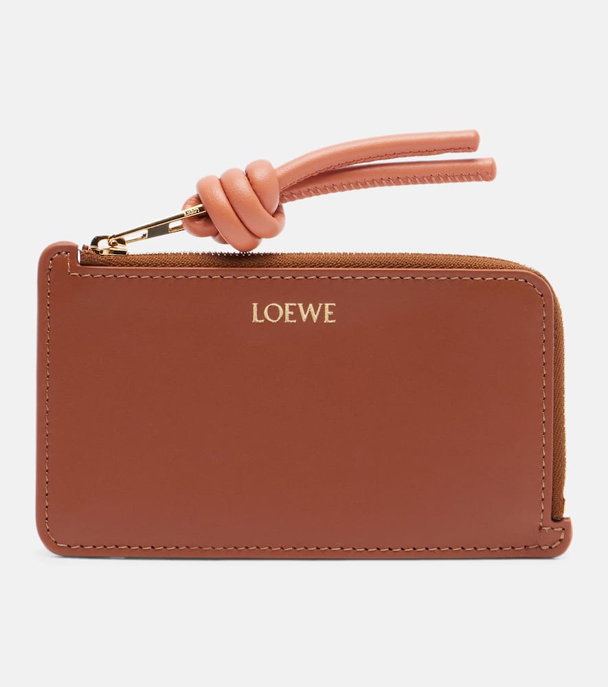 Loewe Knot Leather Card Holder In Brown