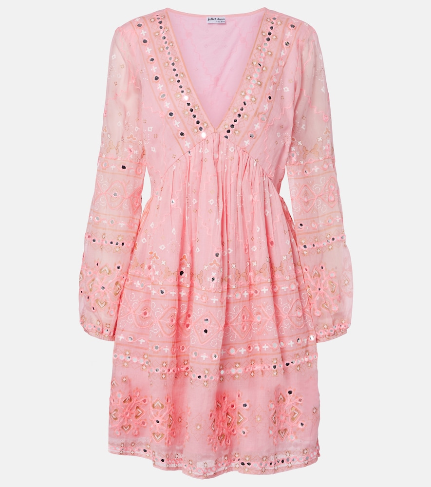 Juliet Dunn Embellished cotton minidress