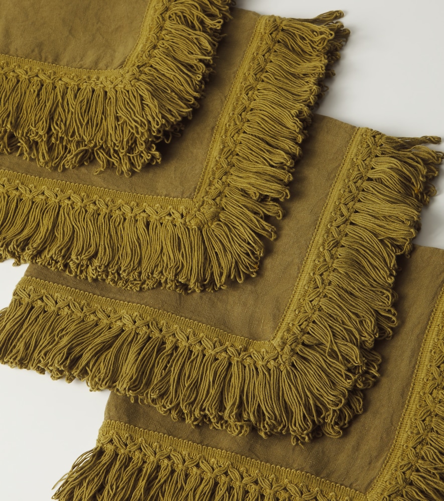  Once Milano Once Milano Set Of 4 Fringed Linen Napkins 