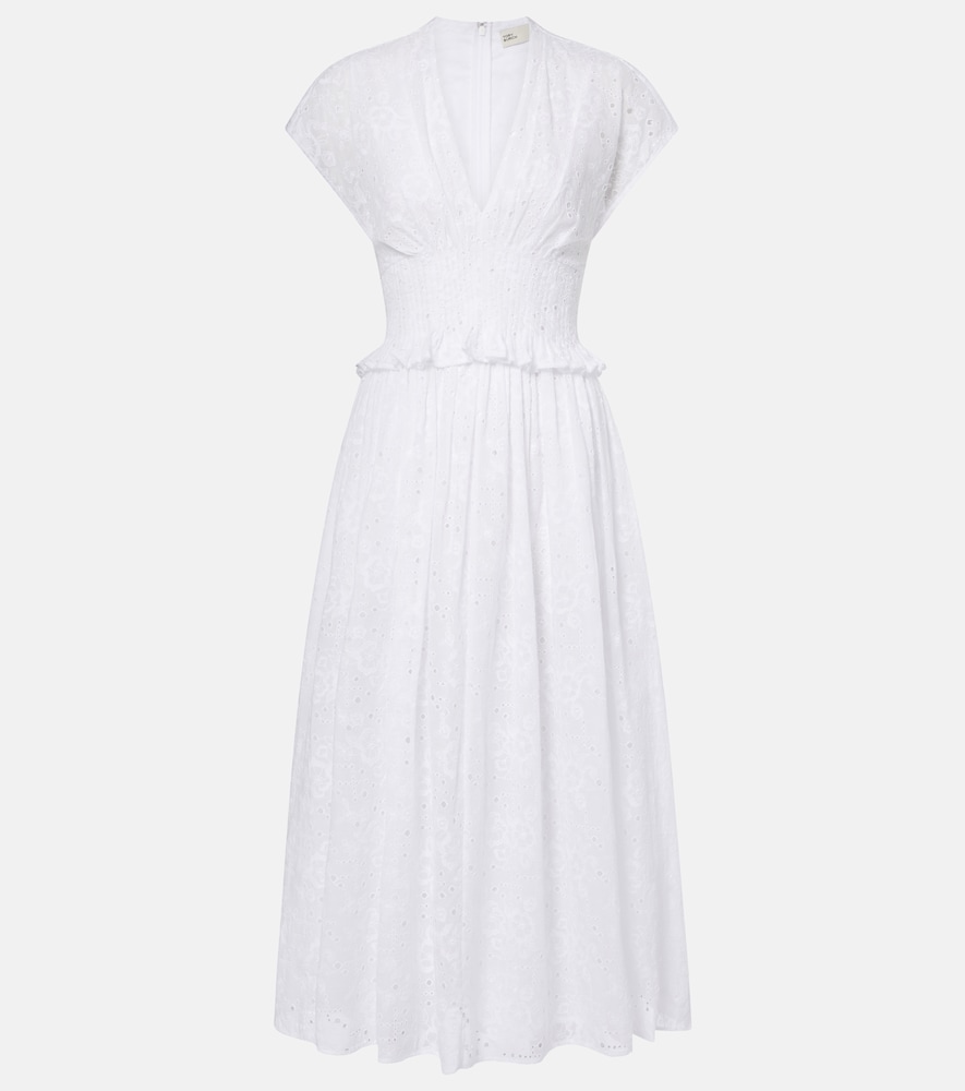 Abito midi in cotone sangallo
