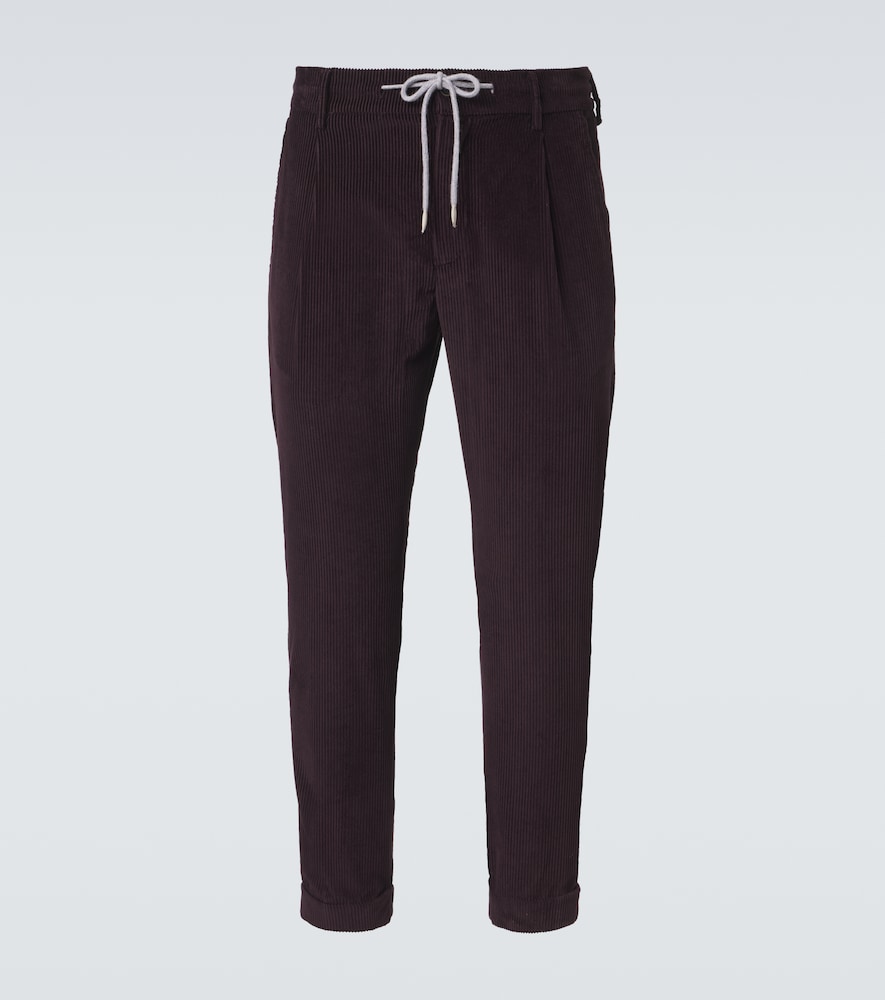 Eleventy Cotton And Cashmere Corduroy Slim Pants In Black