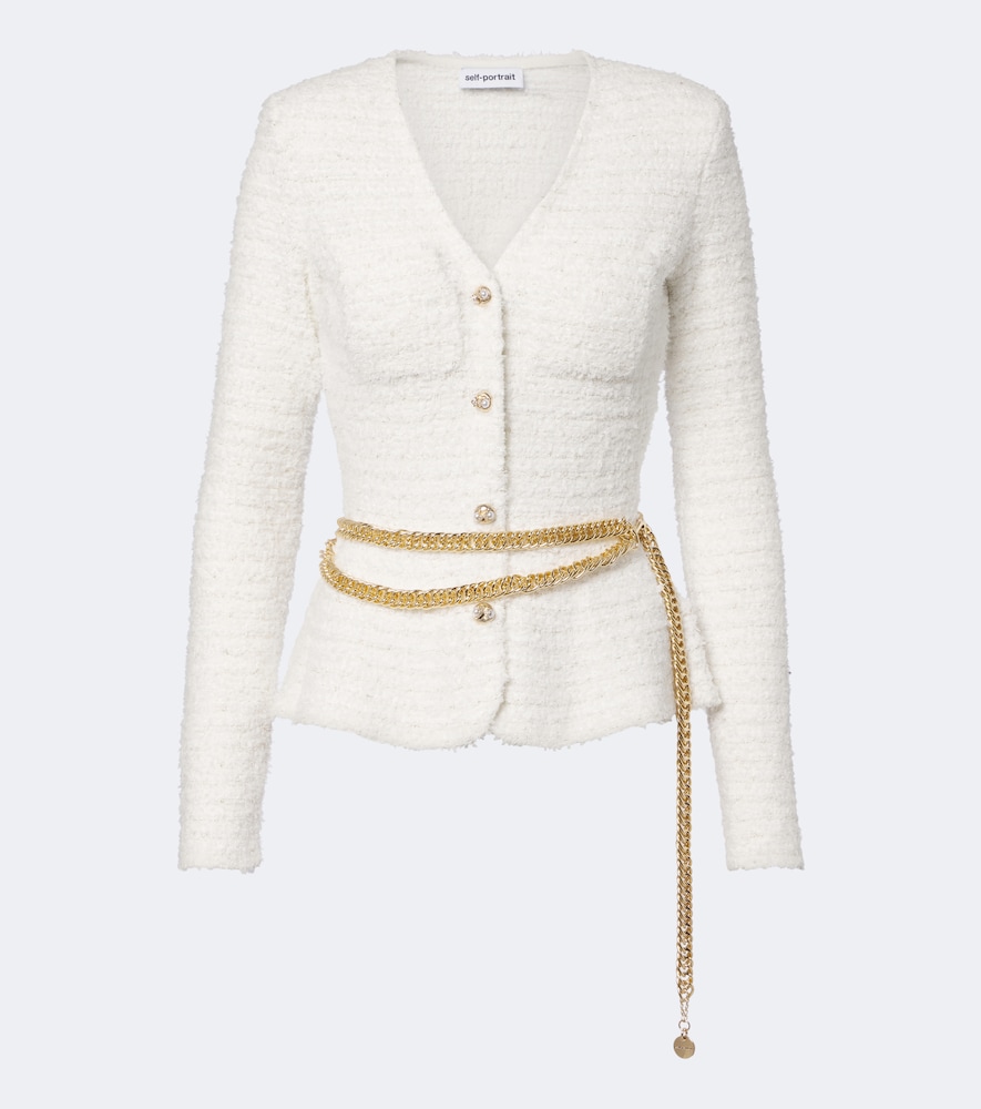 Cardigan in bouclé con cintura