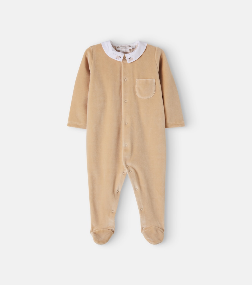Baby – Tutina Tilouan in velluto con ricamo