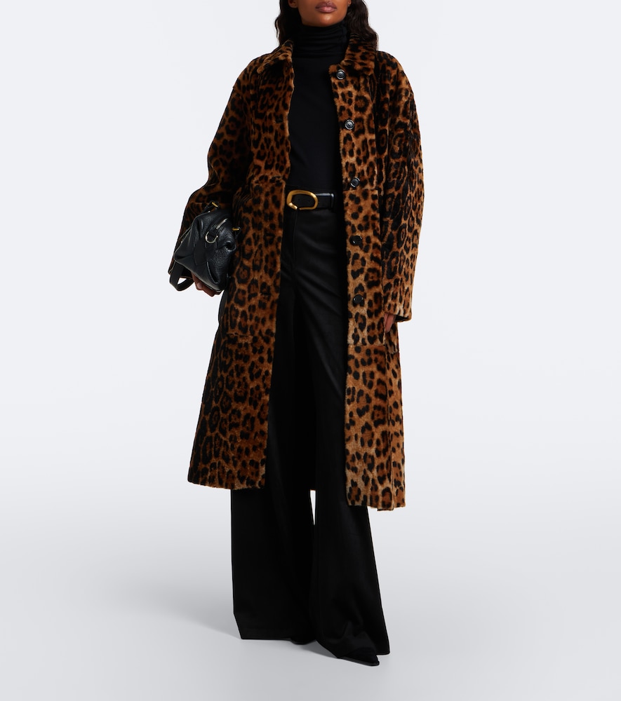 Davelle Leopard-Print Shearling Coat