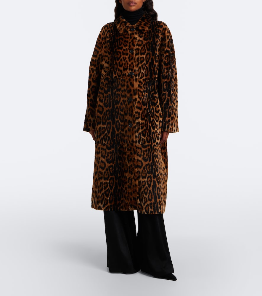 Davelle Leopard-Print Shearling Coat