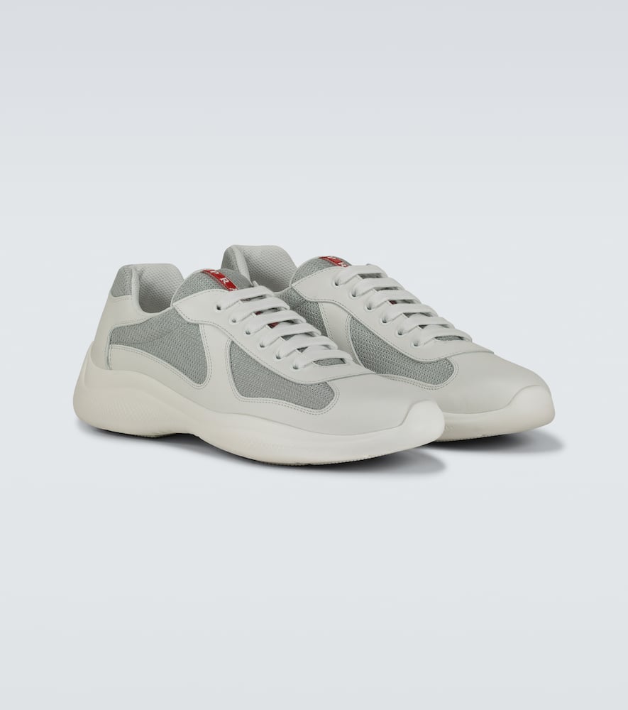 Shop Prada America's Cup Sneakers In Silver