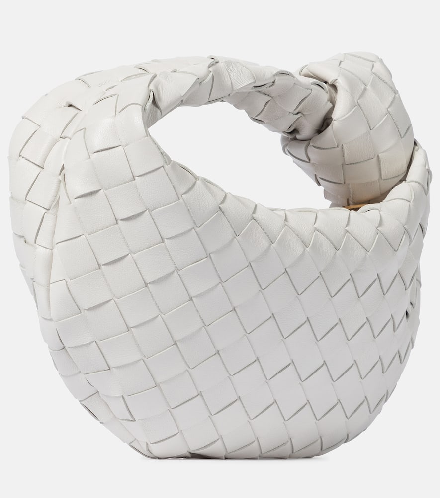 Bottega Veneta Jodie Mini Leather Tote In Chalk-gold