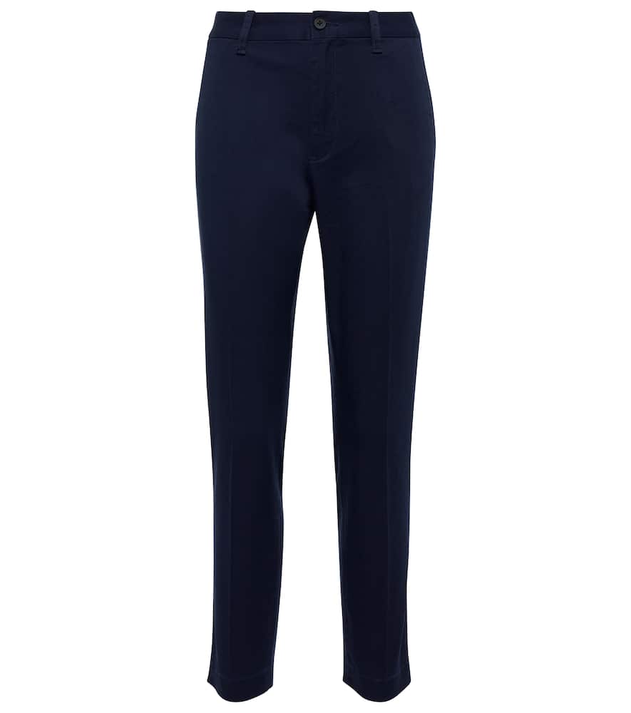 Mid-rise cotton slim pants