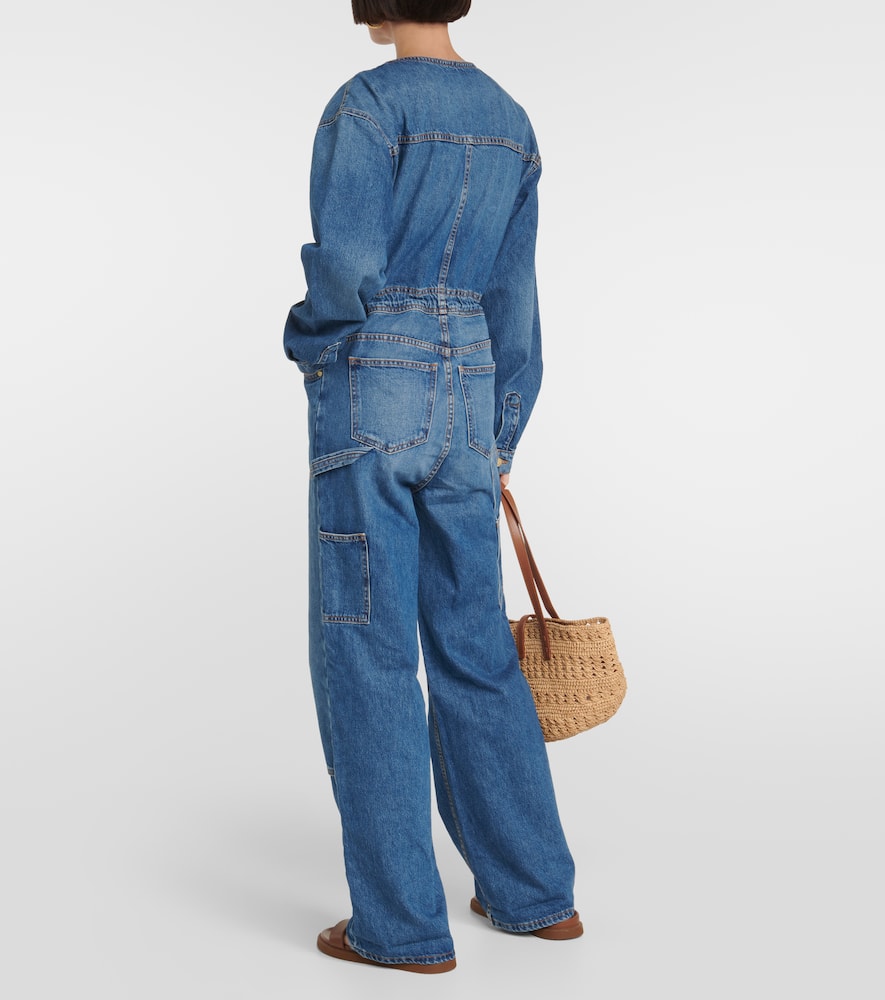 Shop Ulla Johnson Stevie Wide-leg Denim Jumpsuit In Blue