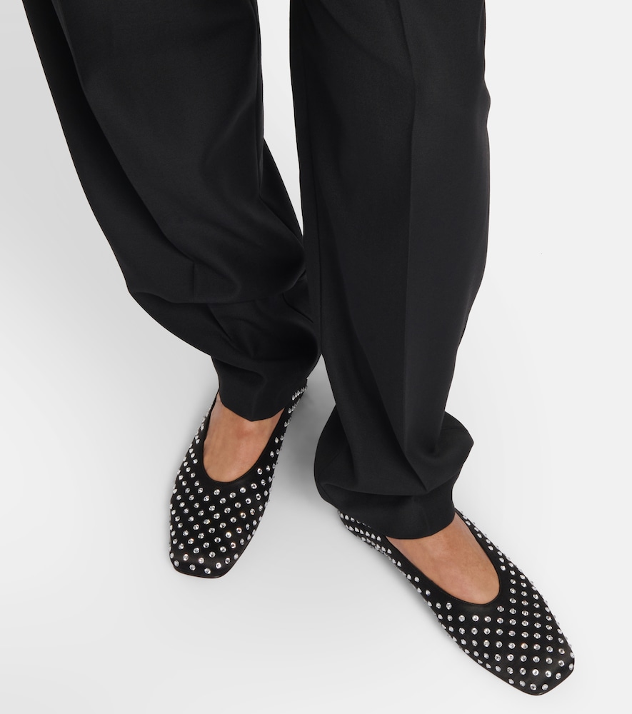 Embellished Satin Ballet Flats