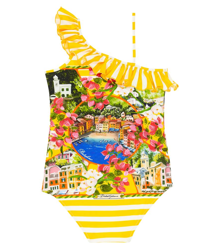 Dolce & Gabbana Portofino Printed Swimsuit In Multicoloured