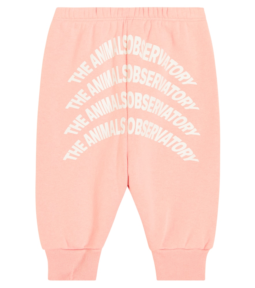 The Animals Observatory Logo Print Fleece Pants In Pink