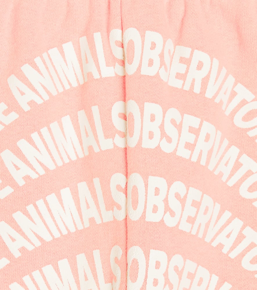 The Animals Observatory Logo Print Fleece Pants In Pink