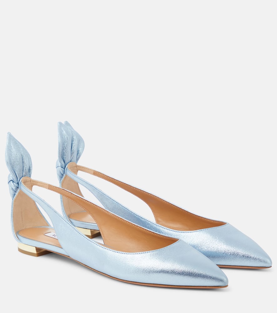 Bow-detail leather ballet flats