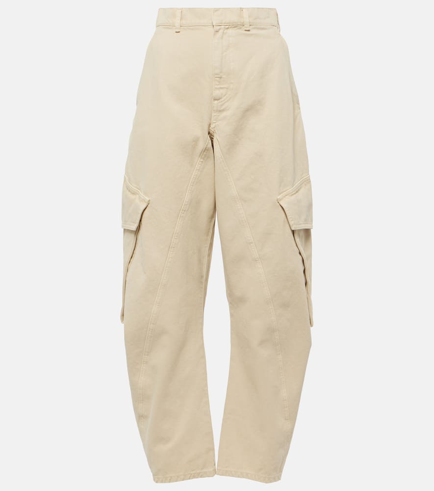Jw Anderson Cotton Barrel-leg Cargo Pants In White