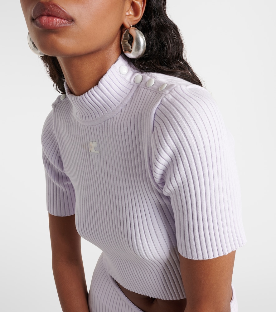  Courreges Courreges Logo Ribbed-knit Crop Top 