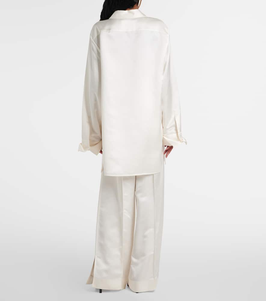 Jil Sander Oversized Shirt In White Satin In Beige
