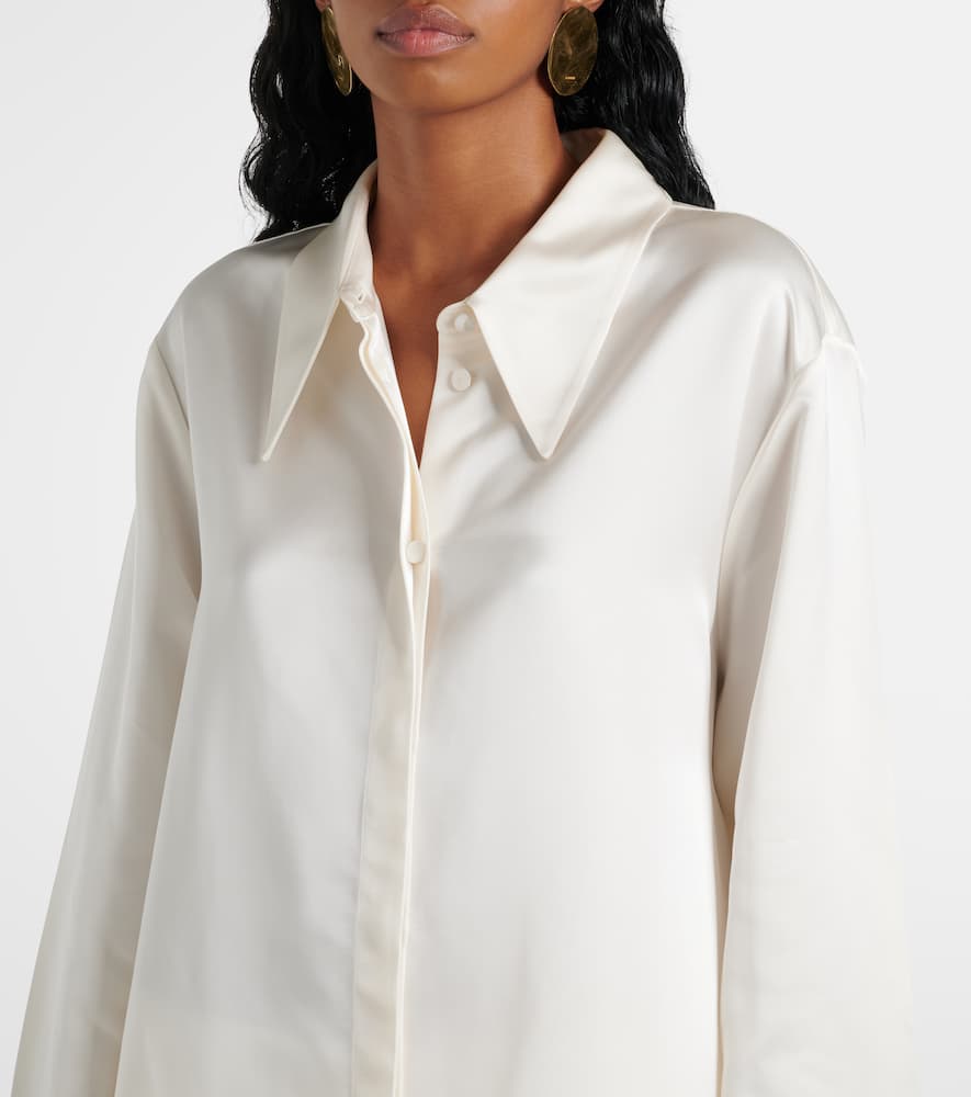 Jil Sander Oversized Shirt In White Satin In Beige